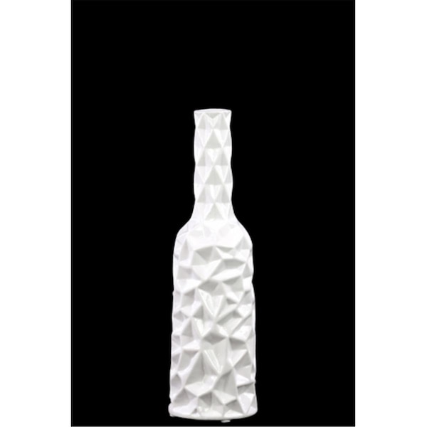 H2H Urban Trends Collection  Ceramic Round Bottle Vase With Wrinkled Sides, Medium - White - H23247982