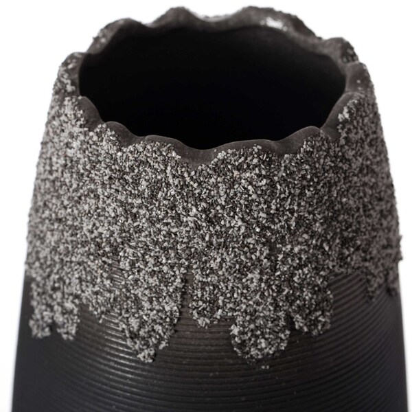 Uniquewise Contemporary Black Table Vase with Dripping Crystal Look and Scalloped Opening Design, 10 Inch - QI004358.L