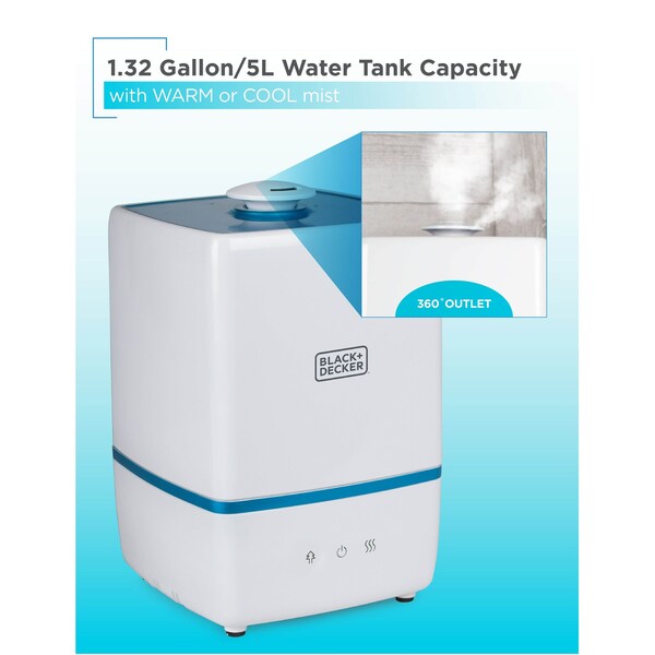 Black & Decker 1.32 Gallon Ultrasonic Warm & Cool Mist Humidifier - BUHW50