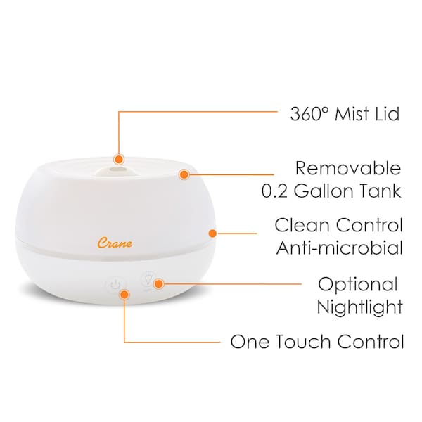 Crane Usa 2-in-1 Personal Ultrasonic Cool Mist Humidifier & Essential Oil Diffuser, 0.2 Gal. - EE-5951AD