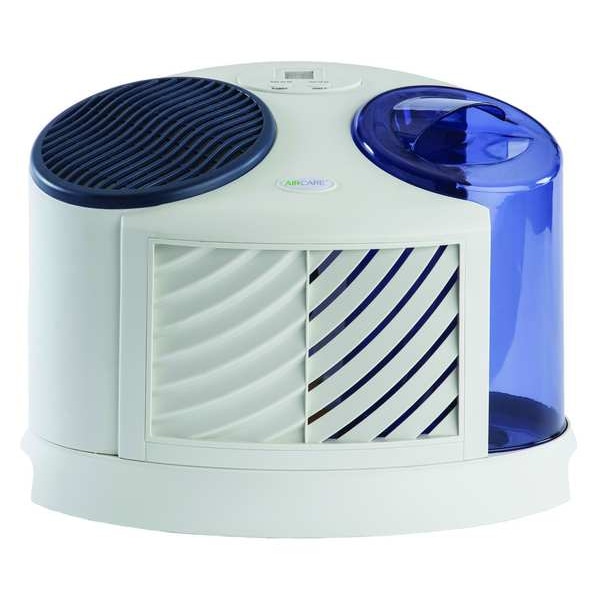Aircare Portable Humidifier, -, 2 gal, 1,000 sq. ft., Tabletop, White/Blue - 7D6 100