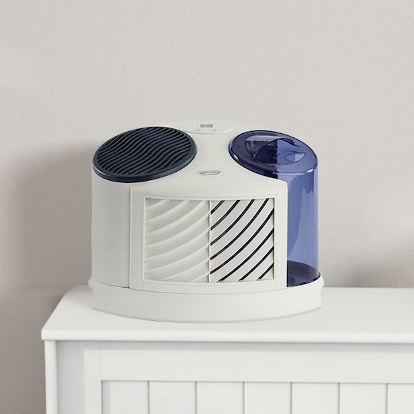 Aircare Portable Humidifier, -, 2 gal, 1,000 sq. ft., Tabletop, White/Blue - 7D6 100