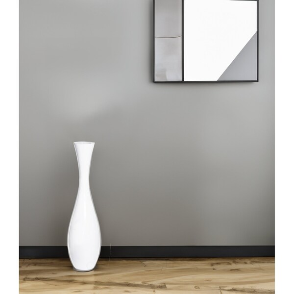 Uniquewise 43 Inch Tall White Modern Fiberglass Narrow Trumpet Floor Vase - QI003694L
