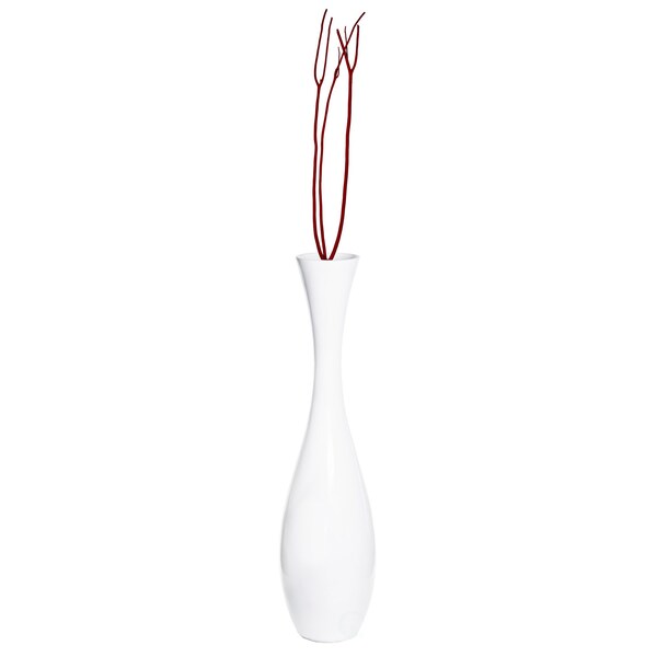 Uniquewise 43 Inch Tall White Modern Fiberglass Narrow Trumpet Floor Vase - QI003694L