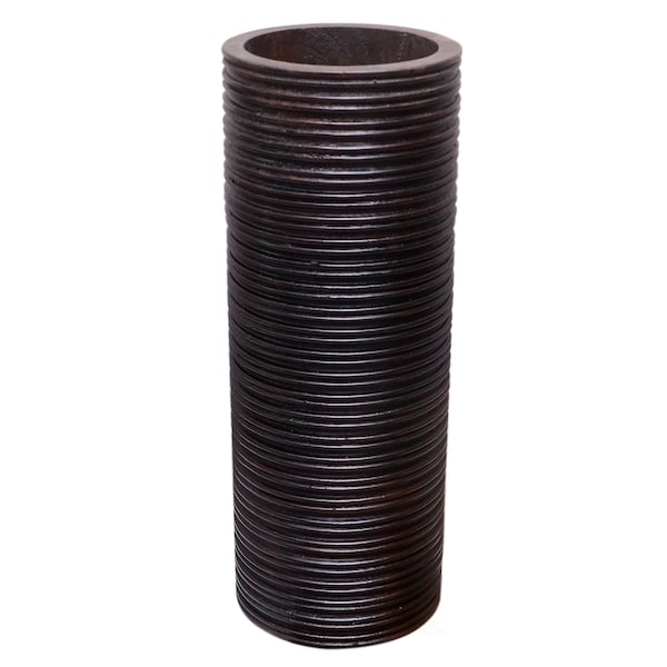 Uniquewise Brown Decorative Contemporary Mango Wood Ribbed Design Cylinder Shaped Table Vase, 16 Inch - QI004432.S