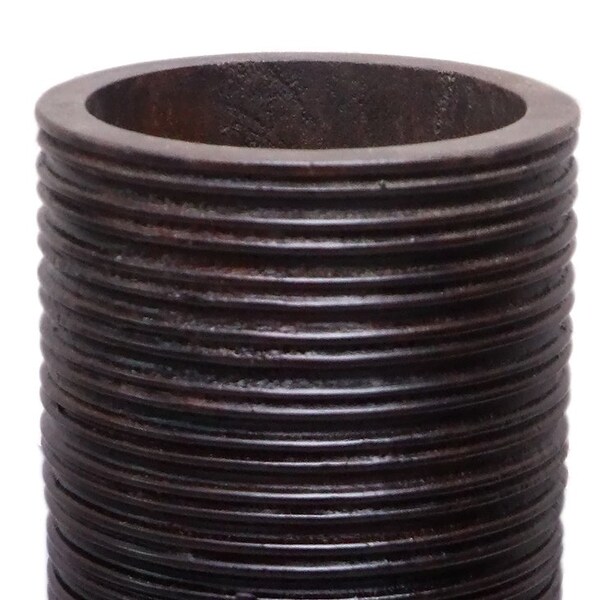 Uniquewise Brown Decorative Contemporary Mango Wood Ribbed Design Cylinder Shaped Table Vase, 16 Inch - QI004432.S