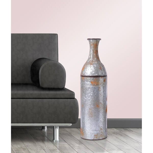 Vintiquewise 33 Rustic Farmhouse Style Galvanized Metal Floor Vase Decoration, Medium - QI003484.M