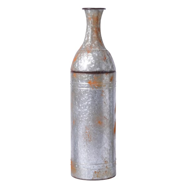 Vintiquewise 33 Rustic Farmhouse Style Galvanized Metal Floor Vase Decoration, Medium - QI003484.M