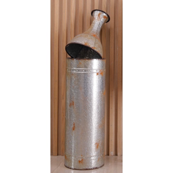Vintiquewise 33 Rustic Farmhouse Style Galvanized Metal Floor Vase Decoration, Medium - QI003484.M