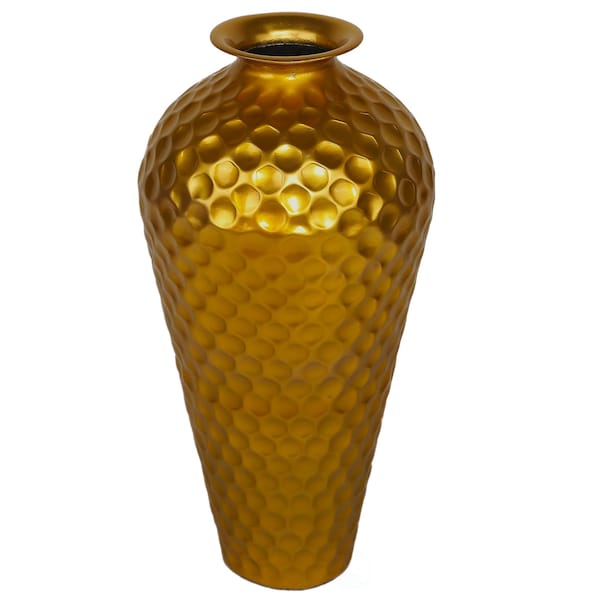 Uniquewise Decorative Modern Gold Metal Honeycomb Design Floor Flower Vase for Entryway, Living Room - QI004251