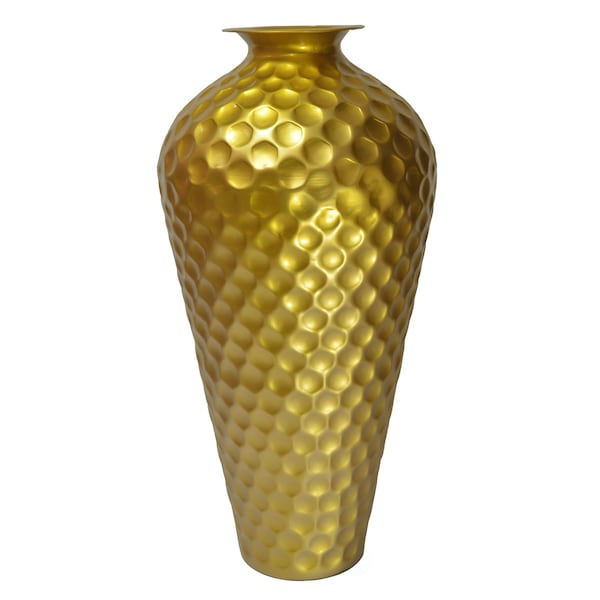 Uniquewise Decorative Modern Gold Metal Honeycomb Design Floor Flower Vase for Entryway, Living Room - QI004251