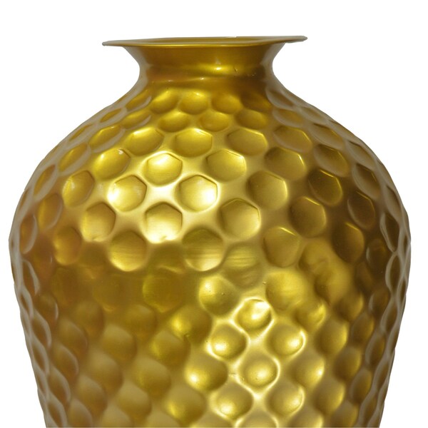 Uniquewise Decorative Modern Gold Metal Honeycomb Design Floor Flower Vase for Entryway, Living Room - QI004251