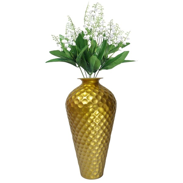 Uniquewise Decorative Modern Gold Metal Honeycomb Design Floor Flower Vase for Entryway, Living Room - QI004251