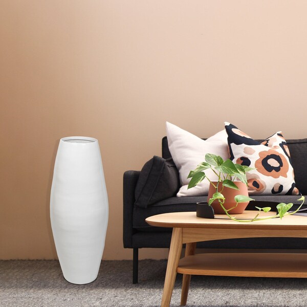 Uniquewise Bamboo Cylinder Floor Vase-Handcrafted Tall Decorative Vase-Ideal for Dining Room, Living Room, 27.5" White - QI003245.WT