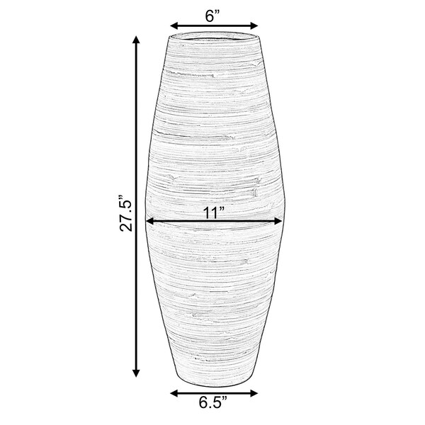 Uniquewise Bamboo Cylinder Floor Vase-Handcrafted Tall Decorative Vase-Ideal for Dining Room, Living Room, 27.5" White - QI003245.WT