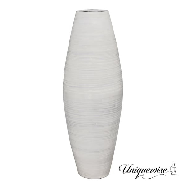Uniquewise Bamboo Cylinder Floor Vase-Handcrafted Tall Decorative Vase-Ideal for Dining Room, Living Room, 27.5" White - QI003245.WT