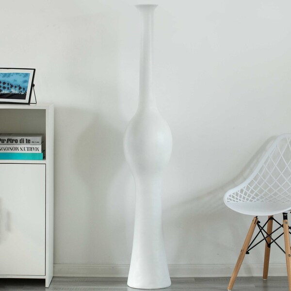 Uniquewise Tall Unique Style Floor Vase for Entryway Dining or Living Room, White Ceramic 58.75 in. - QI004041.L