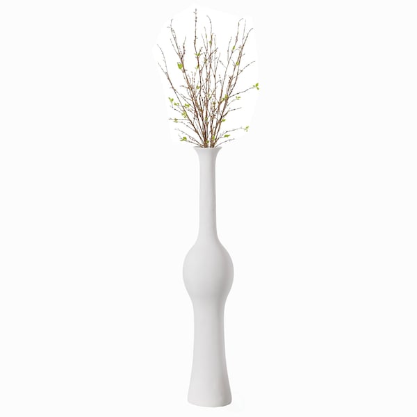Uniquewise Tall Unique Style Floor Vase for Entryway Dining or Living Room, White Ceramic 58.75 in. - QI004041.L