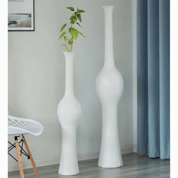 Uniquewise Tall Floor Vases for Entryway, Elegant White Ceramic Tall Vase, 2PK - QI004041.2