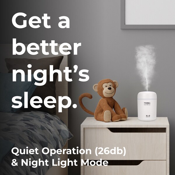 Techko Mini Portable Fine-Mist Humidifier w/ Colorful LED Night Light - 350ml - UHF-3101