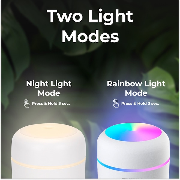 Techko Mini Portable Fine-Mist Humidifier w/ Colorful LED Night Light - 350ml - UHF-3101