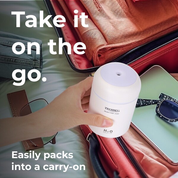Techko Mini Portable Fine-Mist Humidifier w/ Colorful LED Night Light - 350ml - UHF-3101