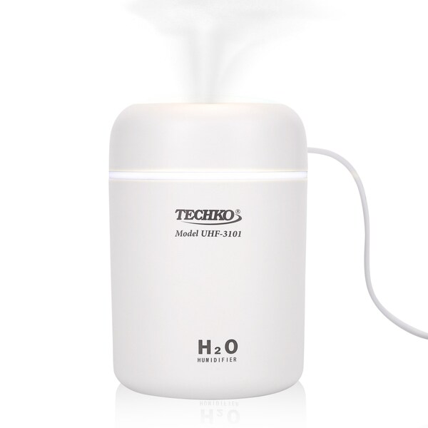 Techko Mini Portable Fine-Mist Humidifier w/ Colorful LED Night Light - 350ml - UHF-3101