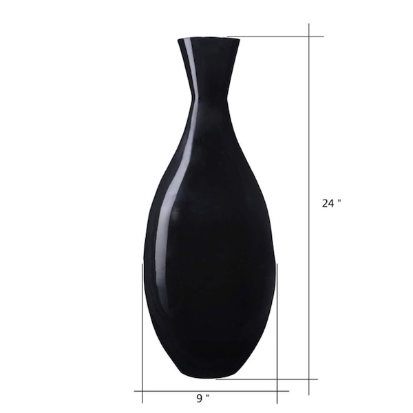 Paisaje Handcrafted 24 in. Tall Black Bamboo Decorative Tear Drop Floor Vase for Silk Plants - PA3857380