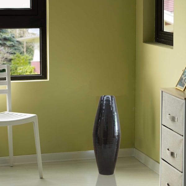 Uniquewise Bamboo Cylinder Floor Vase-Handcrafted Tall Decorative Vase-Ideal for Dining Room, Living Room, 37" Black - QI003245.BK.L