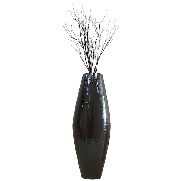 Uniquewise Bamboo Cylinder Floor Vase-Handcrafted Tall Decorative Vase-Ideal for Dining Room, Living Room, 37" Black - QI003245.BK.L