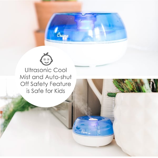 Crane Usa 0.2 Gal. Personal Ultrasonic Cool Mist Humidifier for Small Rooms - EE-5951
