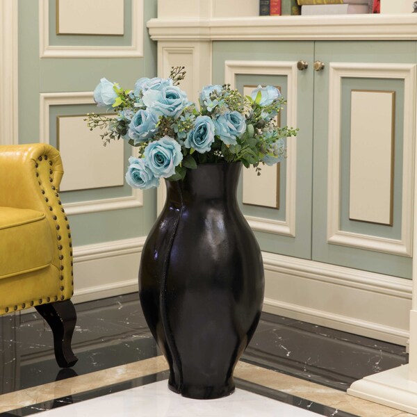 Uniquewise Decorative Split Vase Duo Floor Vase - Black - QI003999.BK