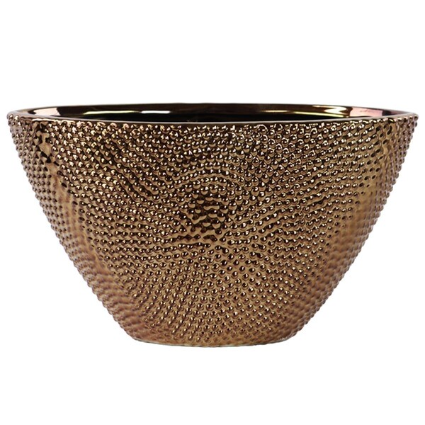 Urban Trends Collection Stoneware Elliptical Tapered Vase Beaded Chrome - Bronze - 24460