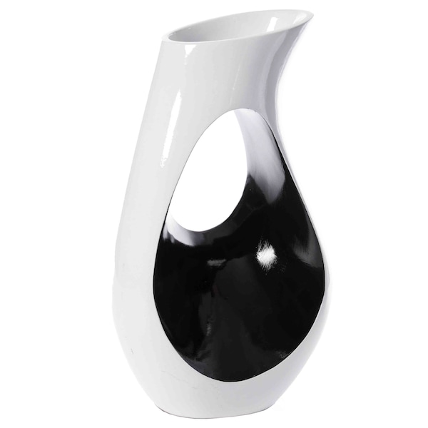 Uniquewise Modern floor vase, White Unique Trumpet Floor Vase, Home Interior Decoration, Modern Floor Vase, Tall Floor Vases for Entryway and Living Room And Office 24" Tall - QI004002.S