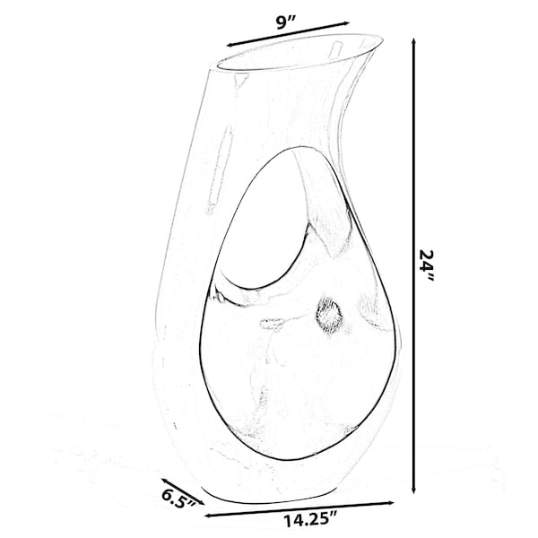 Uniquewise Modern floor vase, White Unique Trumpet Floor Vase, Home Interior Decoration, Modern Floor Vase, Tall Floor Vases for Entryway and Living Room And Office 24" Tall - QI004002.S
