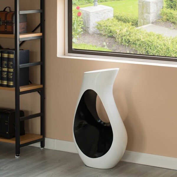 Uniquewise Modern floor vase, White Unique Trumpet Floor Vase, Home Interior Decoration, Modern Floor Vase, Tall Floor Vases for Entryway and Living Room And Office 24" Tall - QI004002.S