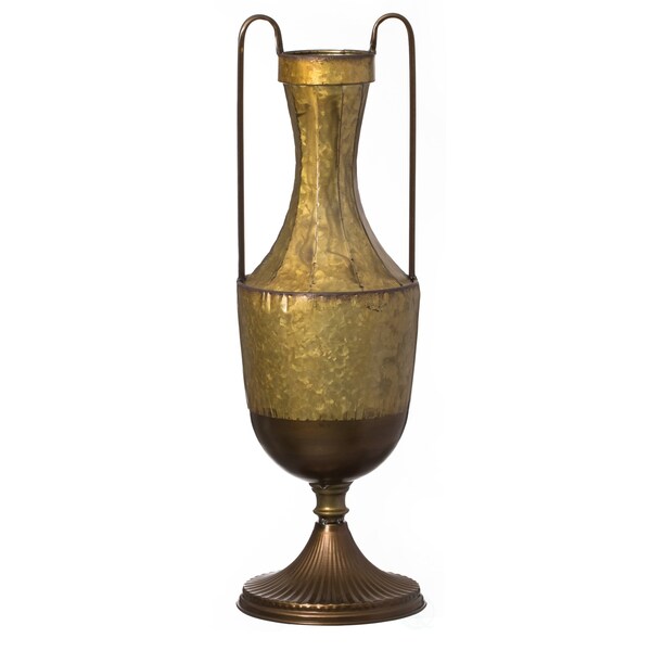 Uniquewise Antique Style 2 Handle Metal Jug Floor Vase for Entryway, Living Room or Dining Room, Large - QI004440.L
