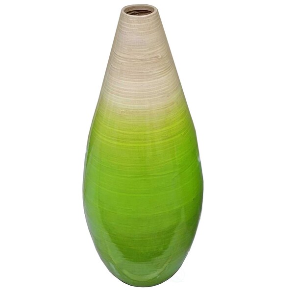 Uniquewise Contemporary Bamboo Floor Flower Vase Tear Drop Design for Dining, Living, Entryway, Small Green - QI004271.S