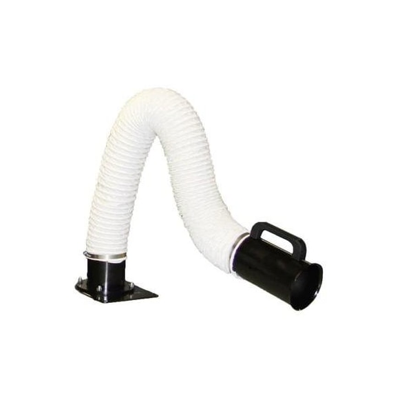 Lev-Co 5' backdraft extractor arm c/w 6.3"diameter hose, flanged capture hood and direct to table - BDT-ARM-160-1500
