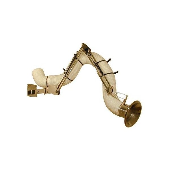 Lev-Co 5' PHARMA extractor arm c/w 6.3"diameter hose, flanged capture hood and wall bracket - PHARMA-ARM-MP-160-1500