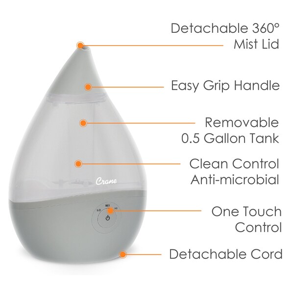 Crane Usa Slate 0.5 gal. ultrasonic cool mist humidifier - EE-5302GR
