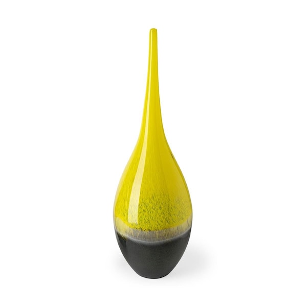 Homeroots 21 in. Lovely Yellow & Gray Handblown Spunglass Vase - 397567
