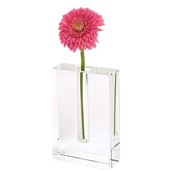 Palacedesigns Modern Clear 6 in. Block Optical Crystal Vase - PA3084897
