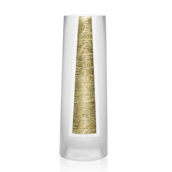 Palacedesigns 10.5 in. Mouth Blown Hand Decorated Standard Gold Vase - PA3090704