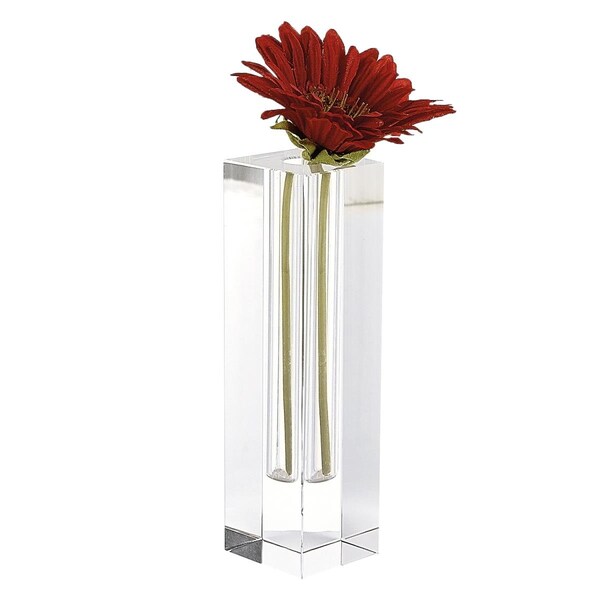 Homeroots 9 in. Hand Crafted Crystal Square Optical Bud Vase - 375766