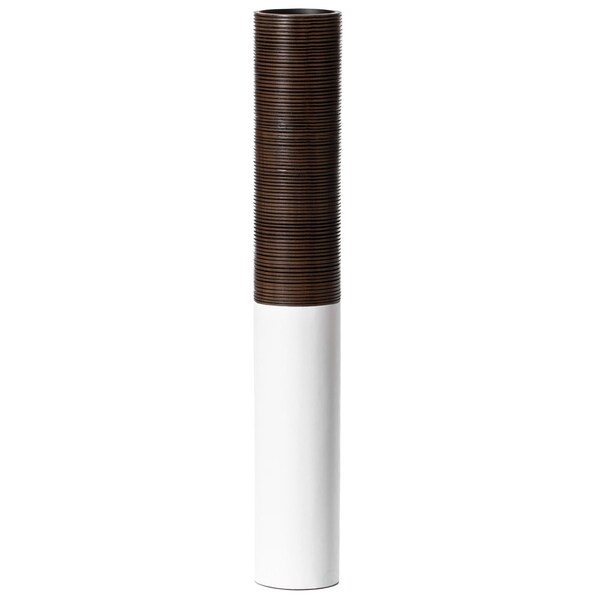 Uniquewise Modern Tall Decorative White and Brown Ribbed Cylinder Floor Vase, 31.5 Inch - QI004190.L