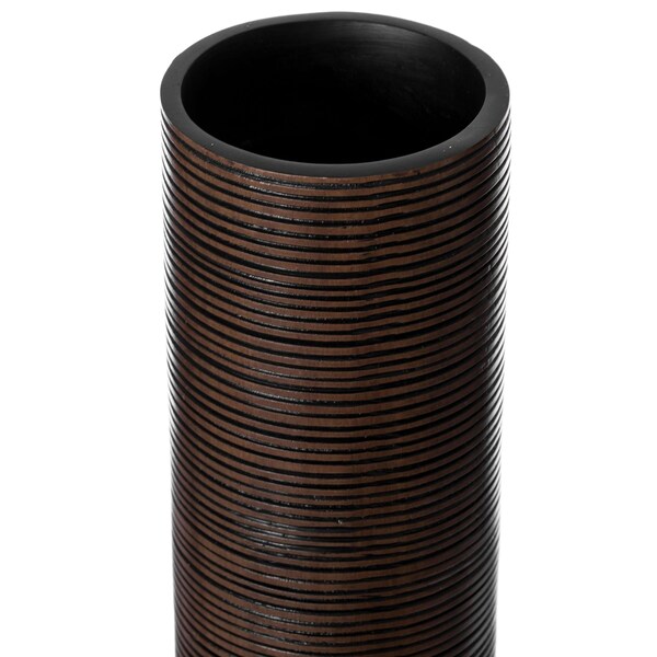 Uniquewise Modern Tall Decorative White and Brown Ribbed Cylinder Floor Vase, 31.5 Inch - QI004190.L