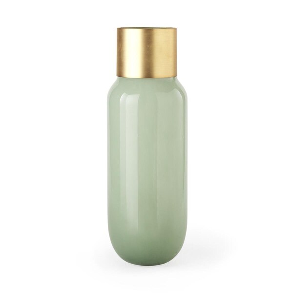 Palacedesigns 17 in. Smokey Green & Glass Narrow Vase - PA3102002