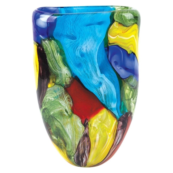Palacedesigns 11 in. Glass Art Oval Vase, Multi Color - PA3089025