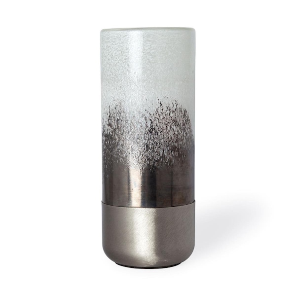 Palacedesigns 13 in. Brushed Silver Glass Vase - PA3087264